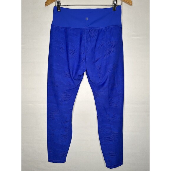 ATHLETA PHENOM CAMO 7/8 Royal Blue Perforated Leggings Women’s Size Medium - Picture 3 of 11